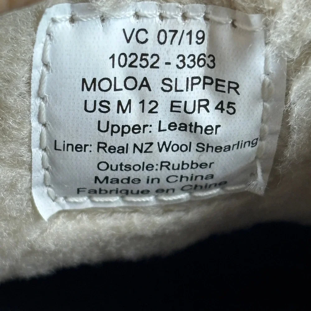 OluKai Moloa Wool Shearling Leather Slipper Drop-In Heel Casual Tan Mens Size 12